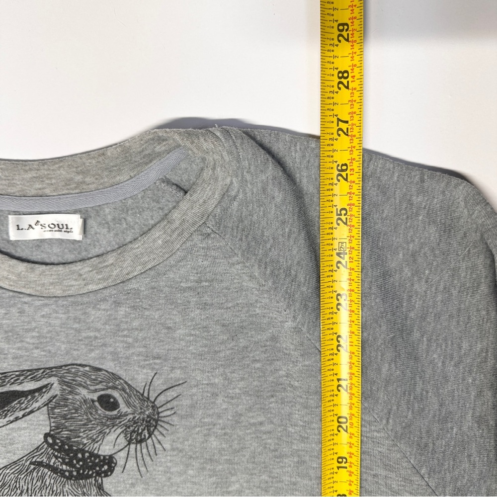Gray Graphic Sweatshirt with Rabbit Design - Picture 9 of 10